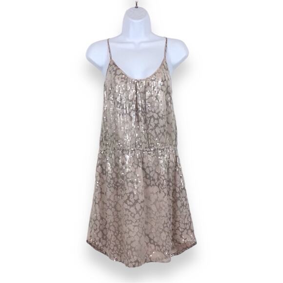 REBECCA TAYLOR Blush Pink Sequin Mini Slip Dress size 10 - Picture 3 of 10